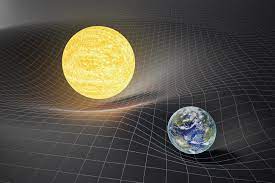 image of earth and sun warping spacetime together :)